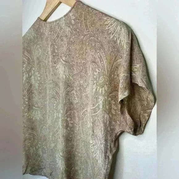 Liz Claiborne Womens Silk Paisley Fairy Core Powder Pink Boho Ethereal Top 4 - Picture 4 of 13